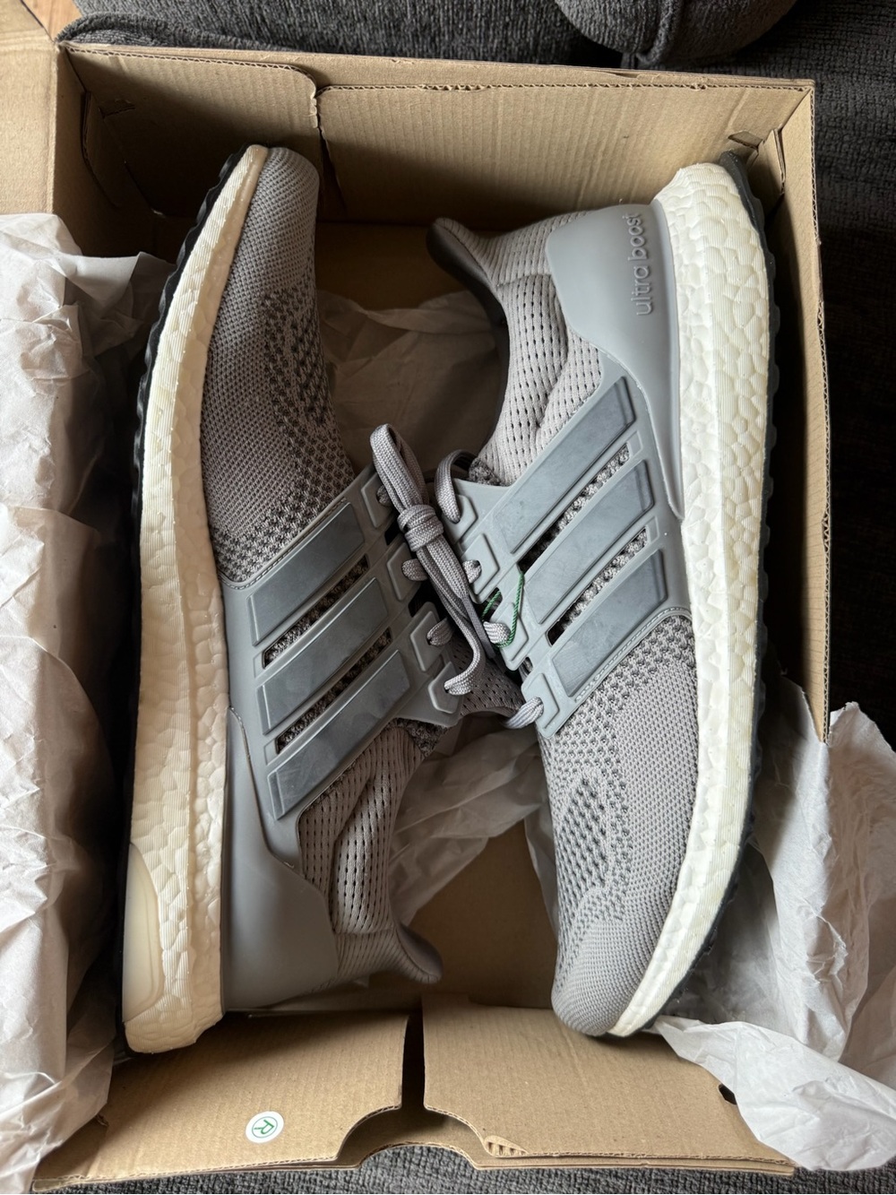 adidas Men’s Ultraboost Running Shoes - Light Gray & White